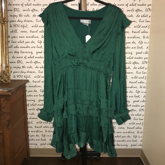 Anthropologie Teal Long Sleeve Dress - Picture 2 of 7